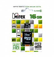 Карта памяти MicroSD 16 Gb Класс 10 Mirex адаптер - фото