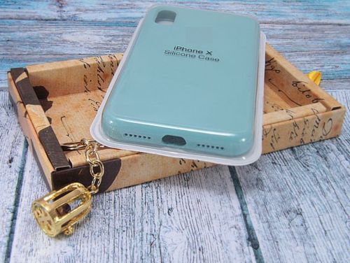 Чехол-накладка для iPhone X/XS SILICONE CASE закрытый бирюзовый (21) - фото