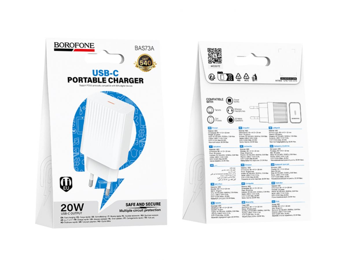 СЗУ Type-C BOROFONE BAS73A Source 3A PD20W белый купить оптом в ...