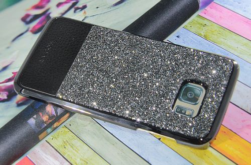 Чехол-накладка для Samsung G935F S7 edge HOJAR стразы КОЖА черный - фото фото 3