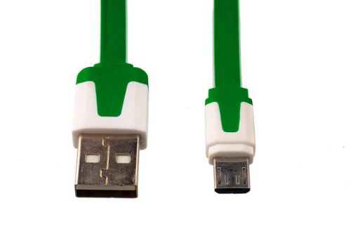 Кабель USB-Micro USB Flat Длинный штекер пакет бело-зеленый оптом, в розницу Центр Компаньон фото 2