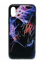 Чехол-накладка для iPhone X/XS LOVELY GLASS TPU леопард коробка - фото