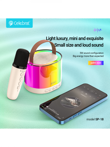 Беспроводная колонка CELEBRAT SP-18 5W бежевый - оптовая продажа фото 4 Беспроводная колонка CELEBRAT SP-18 5W бежевый - фото фото 4