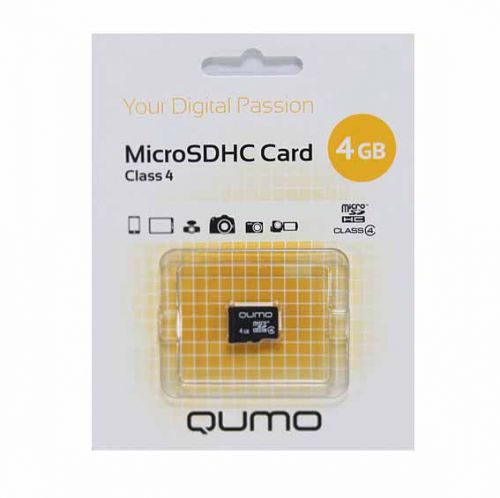 Карта памяти MicroSD 4 Gb Класс 4 QUMO без адаптера - оптовая продажа фото 2 Карта памяти MicroSD 4 Gb Класс 4 QUMO без адаптера - фото фото 2