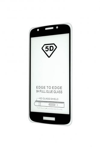 Защитное стекло для MOTOROLA E5 Play FULL GLUE (желтая основа) пакет черный - фото