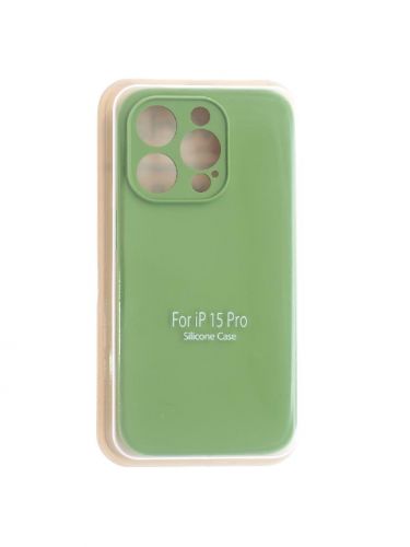 Чехол-накладка для iPhone 15 Pro VEGLAS SILICONE CASE Защита камеры оливковый (1) - фото