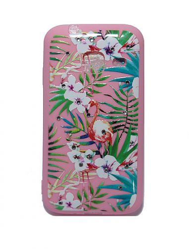 Чехол-накладка для Samsung J105 FASHION Розовое TPU стразы Вид 5 - фото