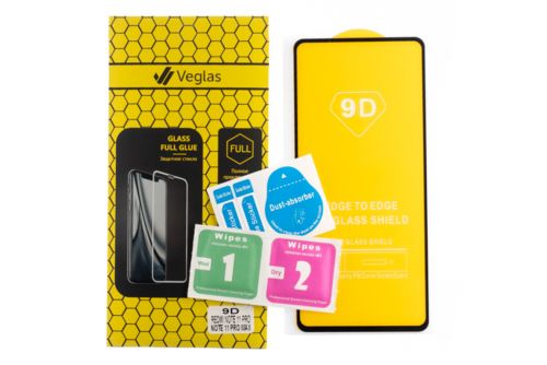 Защитное стекло для XIAOMI Redmi Note 11 Pro FULL GLUE VEGLAS YELLOW картон черный - фото фото 2