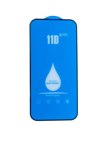 Защитное стекло для iPhone 15 Plus 11D FULL GLUE (синяя основа) пакет черный оптом, в розницу Центр Компаньон