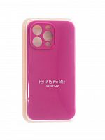 Чехол-накладка для iPhone 15 Pro Max VEGLAS SILICONE CASE Защита камеры малиновый (54) - фото
