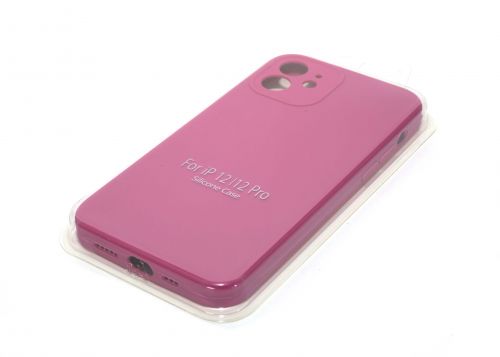 Чехол-накладка для iPhone 12 VEGLAS SILICONE CASE Защита камеры малиновый (54) - фото фото 2