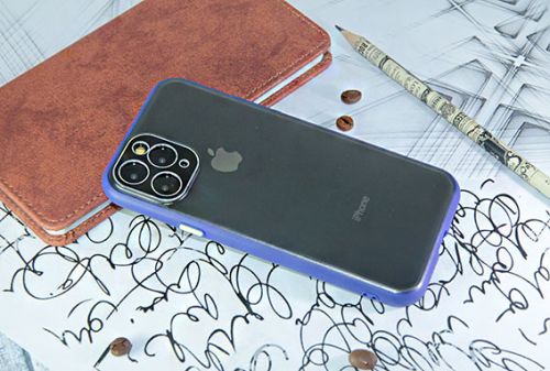 Чехол-накладка для iPhone 11 Pro METAL LENS TPU+PC синий - фото