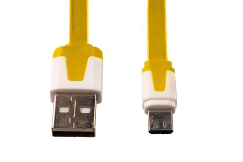Кабель USB-Micro USB Flat Длинный штекер пакет бело-желтый оптом, в розницу Центр Компаньон фото 2