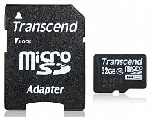 Карта памяти MicroSD 32 Gb Класс 10 Transcend адаптер - фото