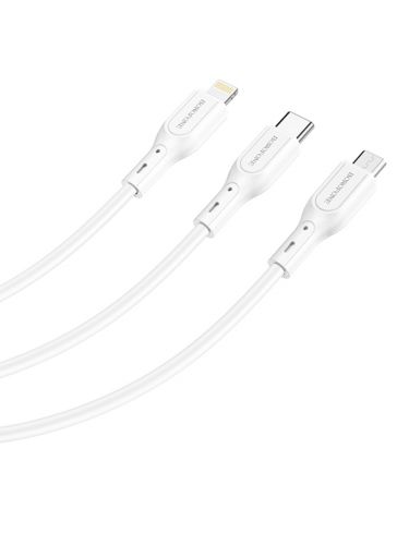 Кабель USB 3в1 MicroUSB-Lightning 8Pin-Type-C BOROFONE BX66 Silicone 2.4A белый - фото фото 3