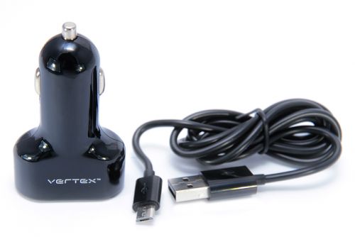 АЗУ micro USB 3.1А(2.1А+1A) 2USBпорта VERTEX черный Slim Line - оптовая продажа АЗУ micro USB 3.1А(2.1А+1A) 2USBпорта VERTEX черный Slim Line - фото