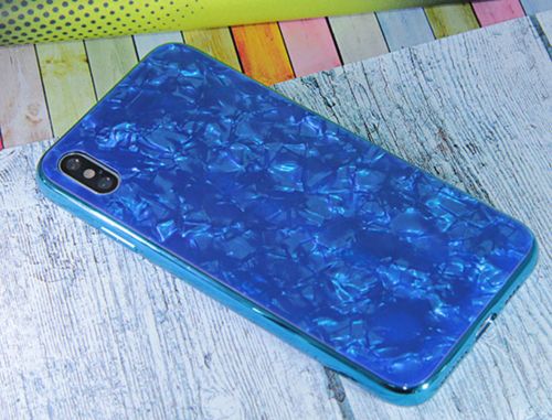 Чехол-накладка для iPhone X/XS SPANGLES GLASS TPU синий																														 - фото фото 3
