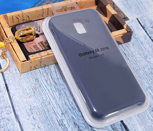 Чехол-накладка для Samsung J600F J6 2018 SILICONE CASE темно-синий - фото