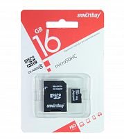 Карта памяти MicroSD 16 Gb Класс 4 Smart Buy адаптер - фото