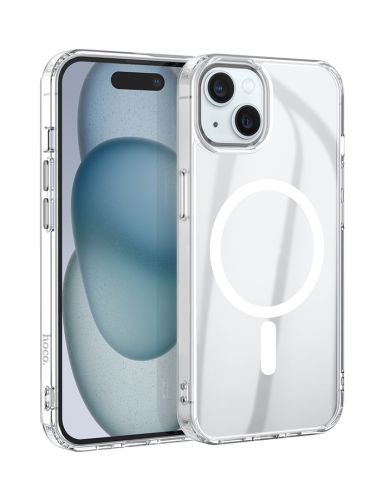 Чехол-накладка для iPhone 15 Plus HOCO Magnetic protective прозрачный оптом, в розницу Центр Компаньон