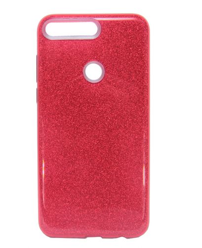 Чехол-накладка для HUAWEI Y7 2018/Y7 Pro 2018 JZZS Shinny 3в1 TPU красная - фото