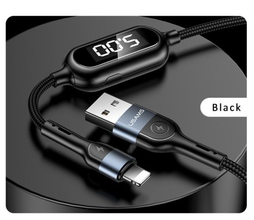 Кабель USB Lightning 8Pin USAMS US-SJ423 U48 Time Setting Digital Display 1.2м черный оптом, в розницу Центр Компаньон фото 5