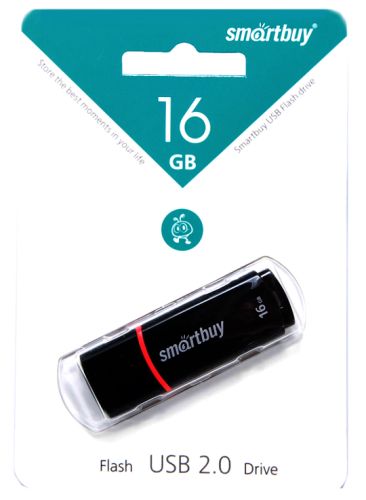 USB флэш карта 16 Gb USB 2.0 Smart Buy Crown черный оптом, в розницу Центр Компаньон фото 3
