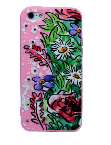 Чехол-накладка для iPhone 5/5S/SE FASHION Розовое TPU стразы Вид 3 - оптовая продажа Чехол-накладка для iPhone 5/5S/SE FASHION Розовое TPU стразы Вид 3 - фото
