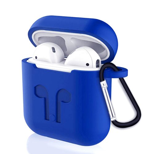 Чехол для наушников Airpods Silicone синий - фото