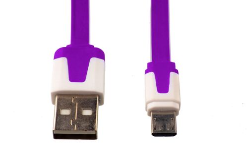 Кабель USB-Micro USB Flat Длинный штекер пакет бело-фиолетовый оптом, в розницу Центр Компаньон фото 2