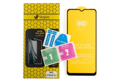 Защитное стекло для Realme C25S FULL GLUE VEGLAS YELLOW картон черный - фото фото 2