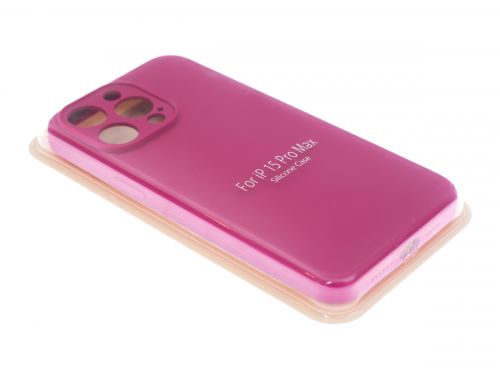 Чехол-накладка для iPhone 15 Pro Max VEGLAS SILICONE CASE Защита камеры малиновый (54) - фото фото 2