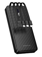 Внешний АКБ пауэр банк BOROFONE BJ84 10000mAh 4 кабеля черный - фото