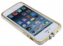 Купить Бампер для iPhone 5 мет HERMES блистер золото-белый оптом, в розницу в ОРЦ Компаньон