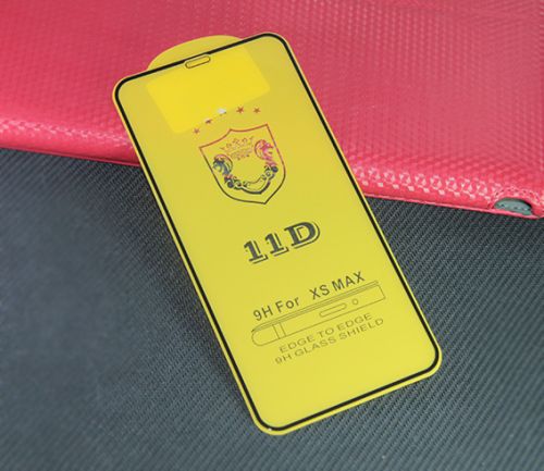 Защитное стекло для iPhone XS Max/11 Pro Max FULL GLUE (желтая основа) пакет черный оптом, в розницу Центр Компаньон фото 2