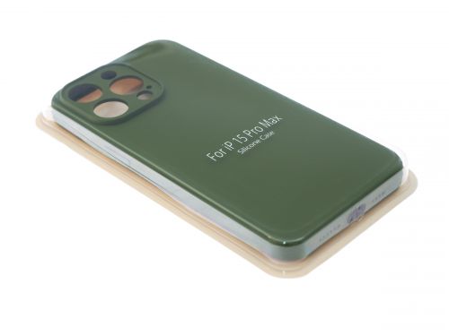 Чехол-накладка для iPhone 15 Pro Max VEGLAS SILICONE CASE Защита камеры хаки (64) - фото фото 2