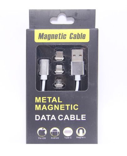 Кабель USB 3в1 Lightning 8Pin МАГНИТ + MicroUSB + Type C Metal strong оптом, в розницу Центр Компаньон фото 2