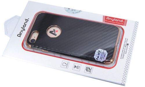 Чехол-накладка для iPhone 7/8/SE  ANYLAND TPU+Кожа Карбон черный - фото фото 2