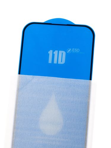 Защитное стекло для iPhone 15 Pro 11D FULL GLUE (синяя основа) пакет черный оптом, в розницу Центр Компаньон фото 3