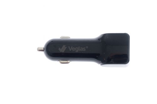 АЗУ USB 2.1A 2 USB порт VEGLAS CU23 длинный блок черный - фото