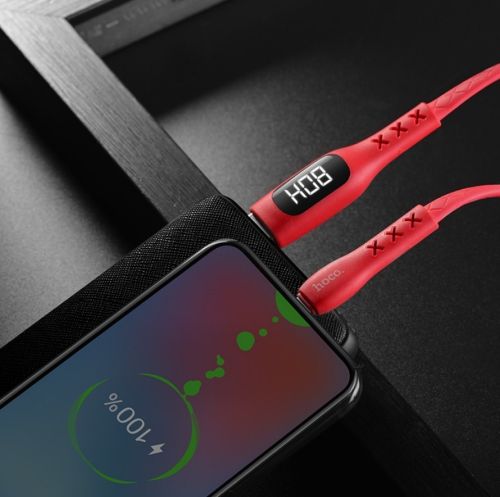 Кабель USB Lightning 8Pin HOCO S6 Sentinel LED 2.4A 1.2м красный оптом, в розницу Центр Компаньон фото 3