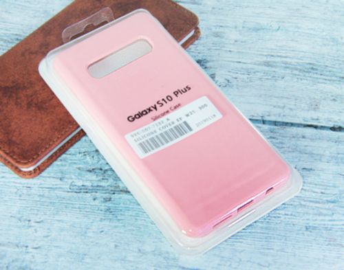 Чехол-накладка для Samsung G975F S10 Plus SILICONE CASE закрытый розовый (4) - фото