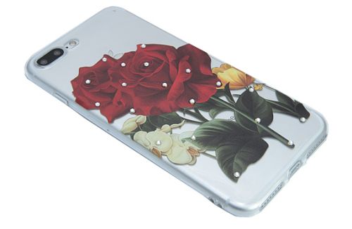 Чехол-накладка для iPhone 7/8 Plus FASHION TPU стразы Роза красная оптом, в розницу Центр Компаньон фото 3
