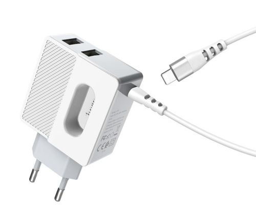 СЗУ USB 2.4A 3 выхода HOCO C75 кабель Lightning 8Pin белый оптом, в розницу Центр Компаньон фото 2