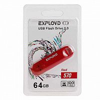 Купить USB 2.0 флэш карта 64 Gb Exployd 570 красный оптом, в розницу в ОРЦ Компаньон
