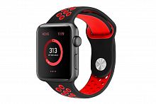 Купить Ремешок для Apple Watch Sport Отверстия 38/40/41mm черно-красный оптом, в розницу в ОРЦ Компаньон