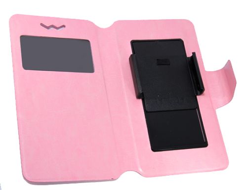 Чехол-книжка для универсал 5,2-5,5 раздвижной светло-розовый оптом, в розницу Центр Компаньон фото 3
