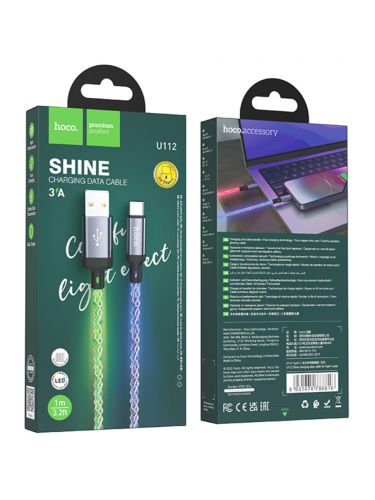 Кабель USB Type-C HOCO U112 Shine 3.0A 1.2м серый - оптовая продажа фото 5 Кабель USB Type-C HOCO U112 Shine 3.0A 1.2м серый - фото фото 5