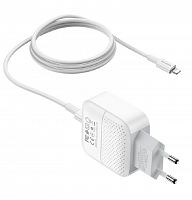 СЗУ USB 3.0A USB+Type-C порт BOROFONE BA46A PD+QC3.0 18W кабель Lightning 8Pin белый - фото