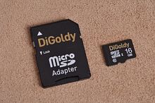 Карта памяти MicroSD 16 Gb Класс 10 DiGoldy адаптер - фото